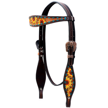 Comfytack Horse Floral Hand Painted Genuine Leather Breast Collar Headstall